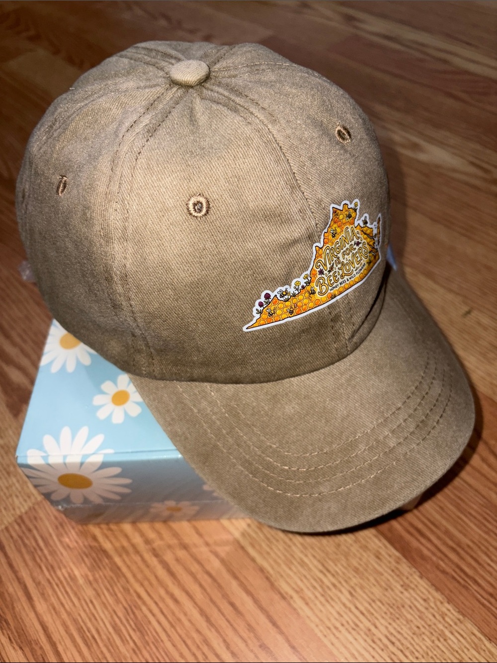 Virginia Bee Lovers Dad Hat / Tan Baseball Cap with Virginia is for Bee Lovers